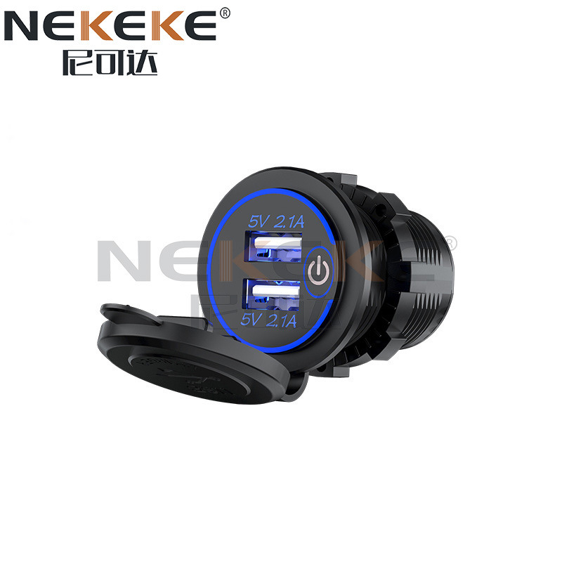 Dual USB Marine Power Socket 4.2A Boat Power Outlet With Blue LED Indicator