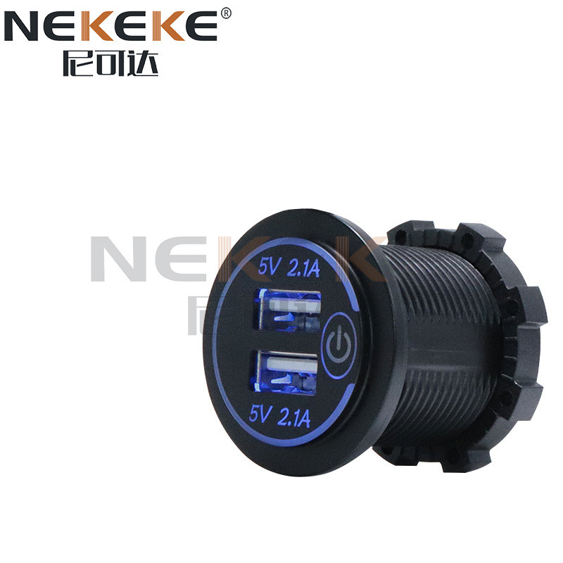 Dual USB Marine Power Socket 4.2A Boat Power Outlet With Blue LED Indicator