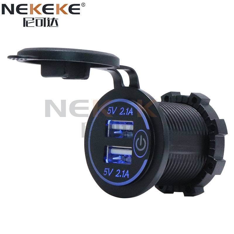 Dual USB Marine Power Socket 4.2A Boat Power Outlet With Blue LED Indicator