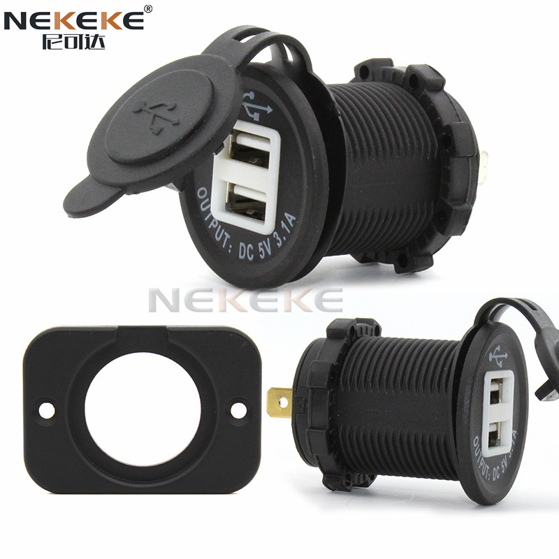5V 3.1A Dual USB IP68 Waterproof Power Socket Weather Proof Power Outlet For Vehicles