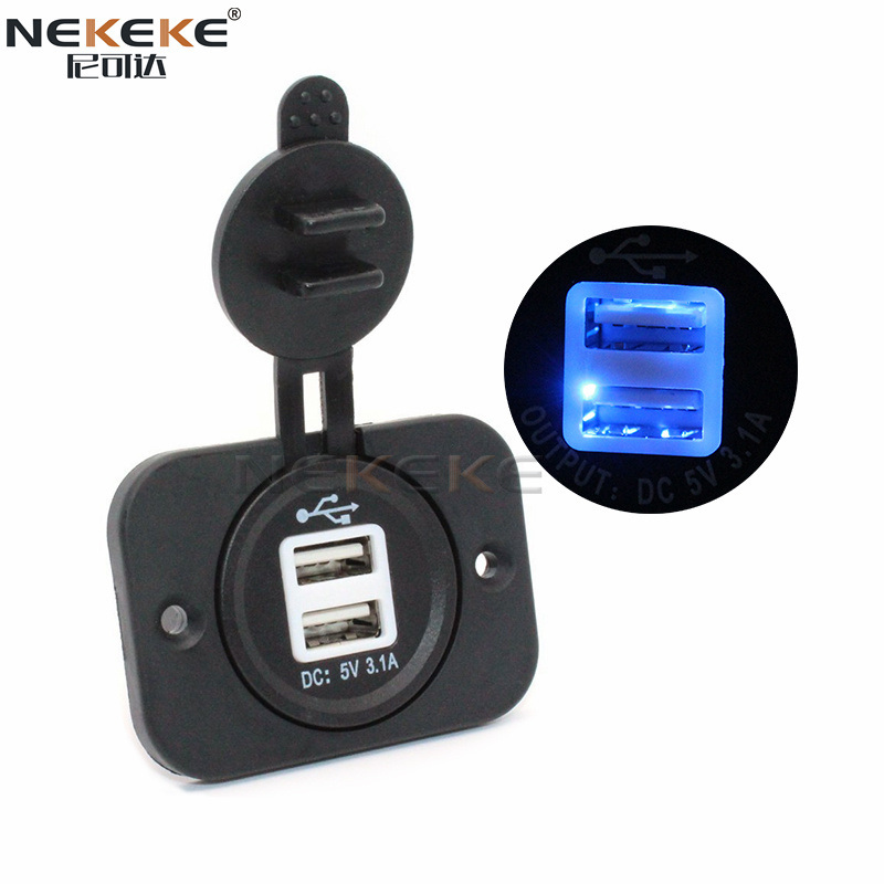 5V 3.1A Dual USB IP68 Waterproof Power Socket Weather Proof Power Outlet For Vehicles