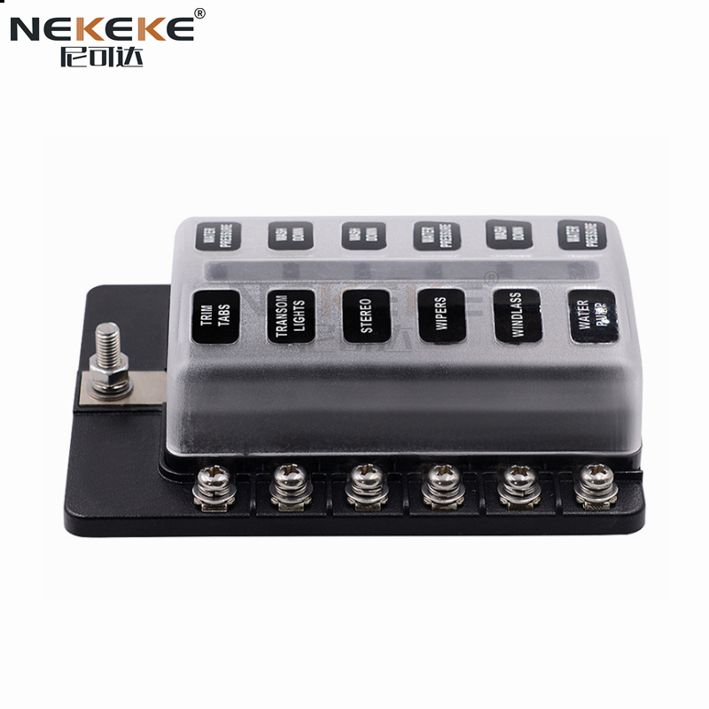 Flammschutzmittel 12-Wege-Marine-Sicherungskasten Wasserdichte Sicherungsplatine mit LED-Anzeige