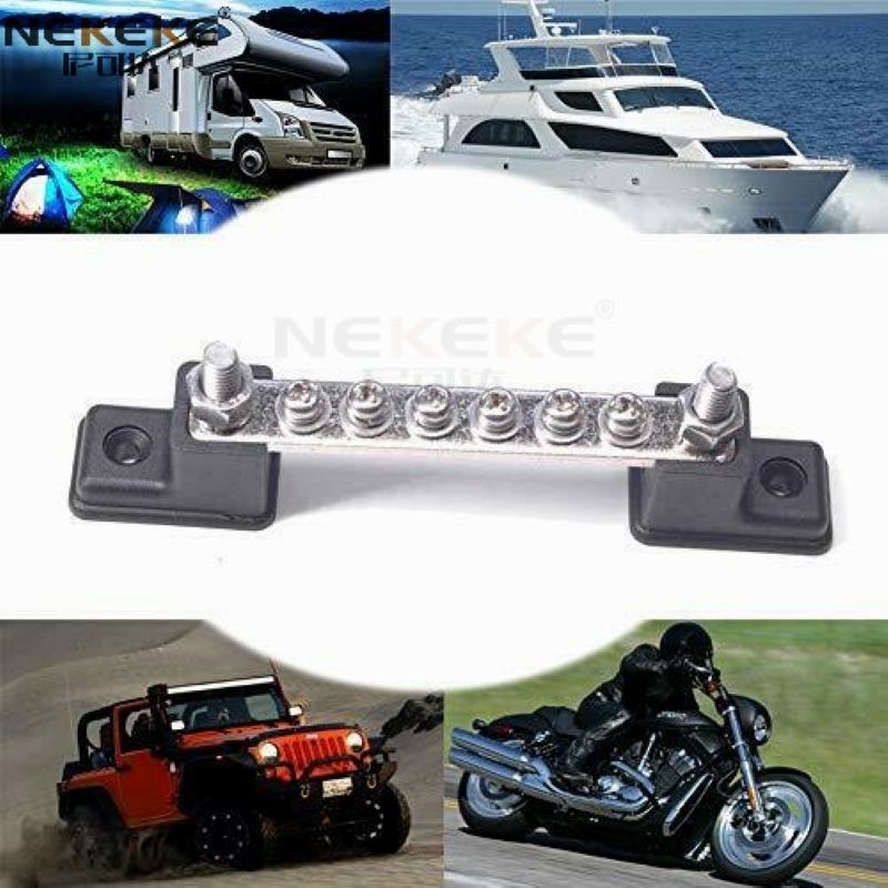 6P 150A Marine Power Bus Bar Copper Nickel Boat Power Distribution Block With Cover