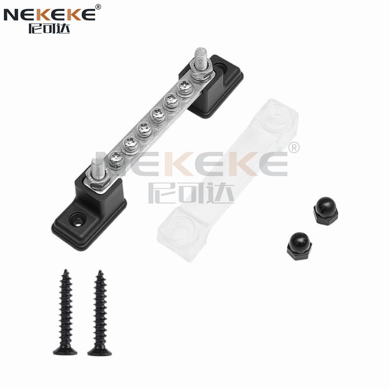 6P 150A Marine Power Bus Bar Copper Nickel Boat Power Distribution Block With Cover