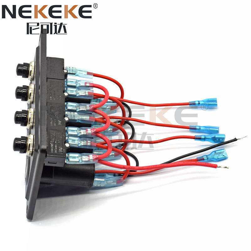 ABS Material 4 Gang Marine Switch Panel 12 Volt Toggle Rocker Switch Panel For Boat