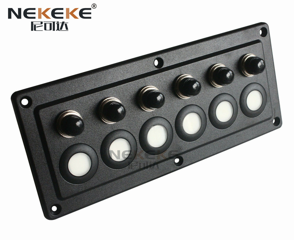ABS Construction 6 Gang Rocker Switch Panel Circuit Control Box For Boats CE Certified