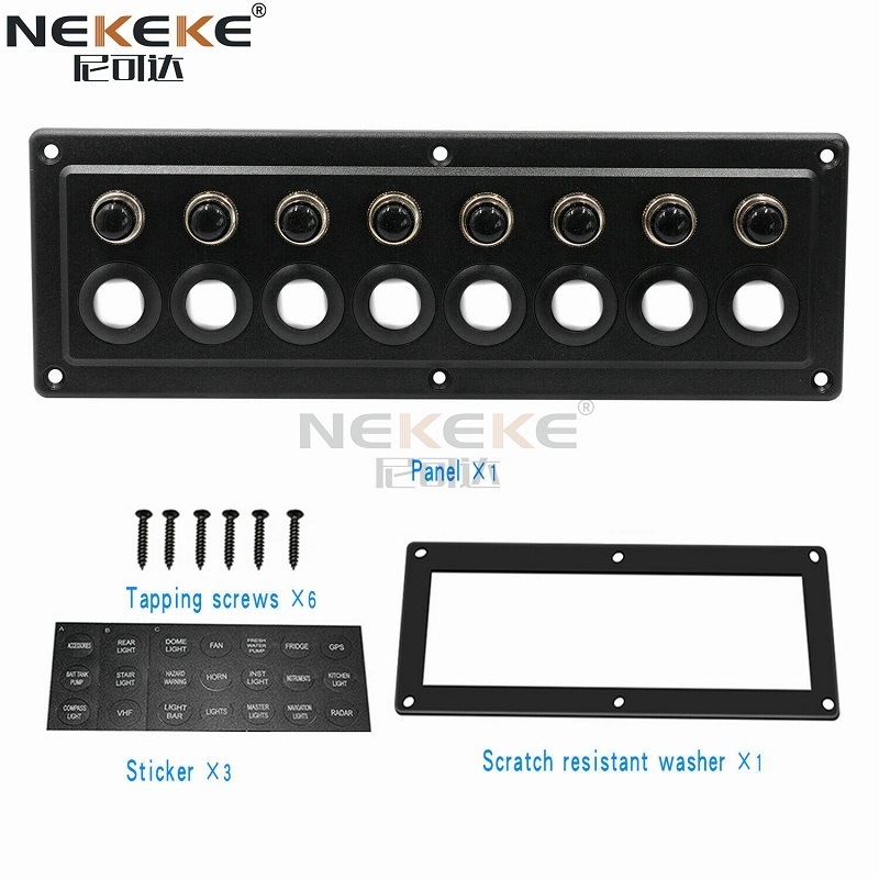 8 Gang Boat Switch Panel 12V 24V Touch Panel Rocker Switch Panel With LED Backlighting