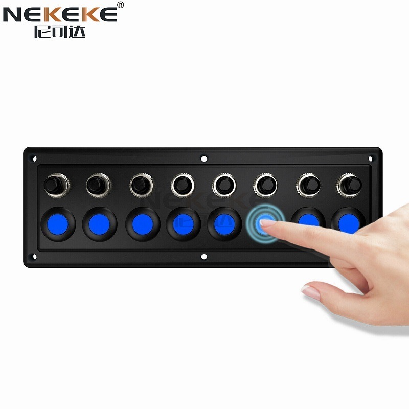 8 Gang Boat Switch Panel 12V 24V Touch Panel Rocker Switch Panel With LED Backlighting