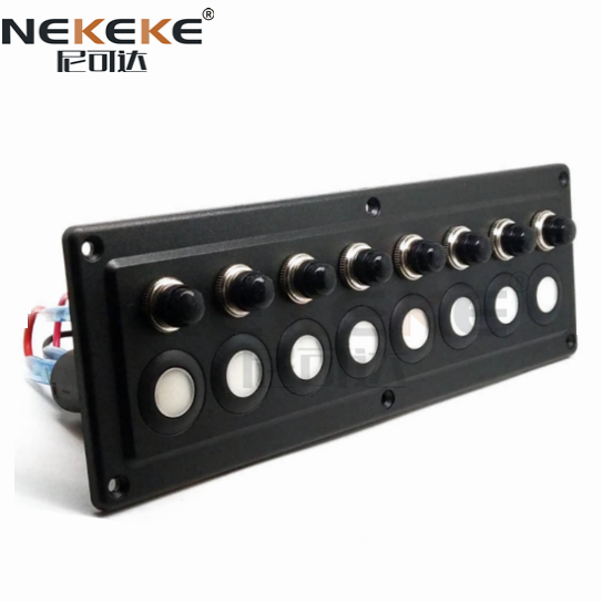8 Gang Boat Switch Panel 12V 24V Touch Panel Rocker Switch Panel With LED Backlighting
