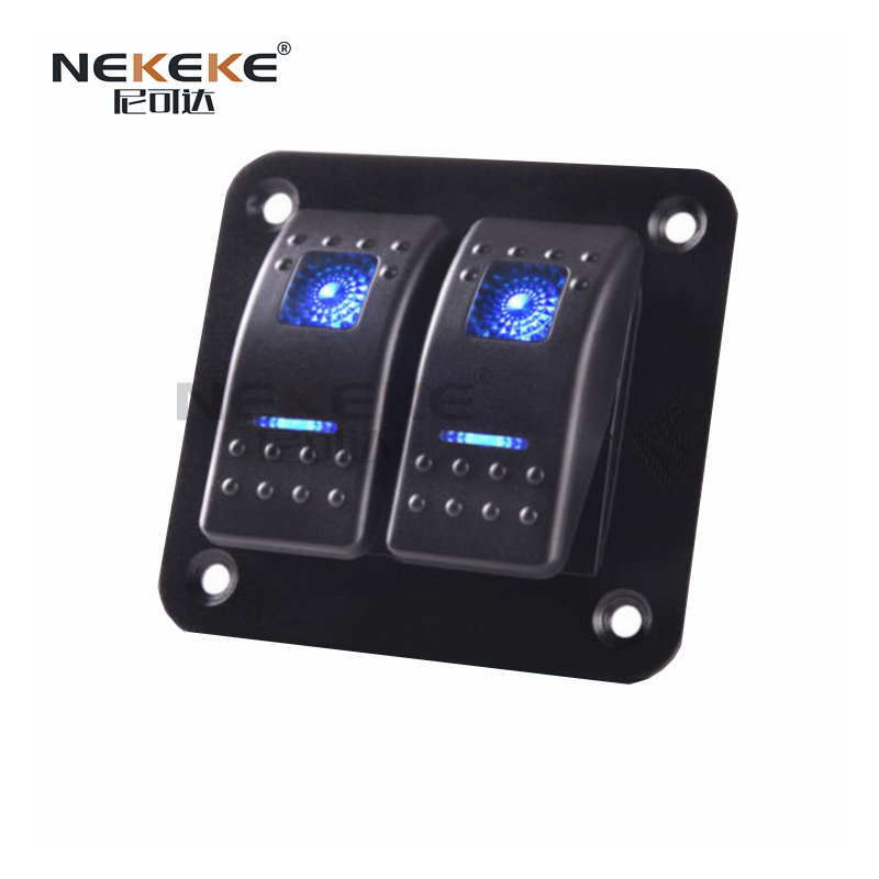 Marine Grade 2 Gang Rocker Switch Panel ON OFF LED Backlight IP68 5 Pin Switch Panel