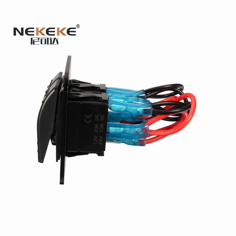 Marine Grade 2 Gang Rocker Switch Panel ON OFF LED Backlight IP68 5 Pin Switch Panel