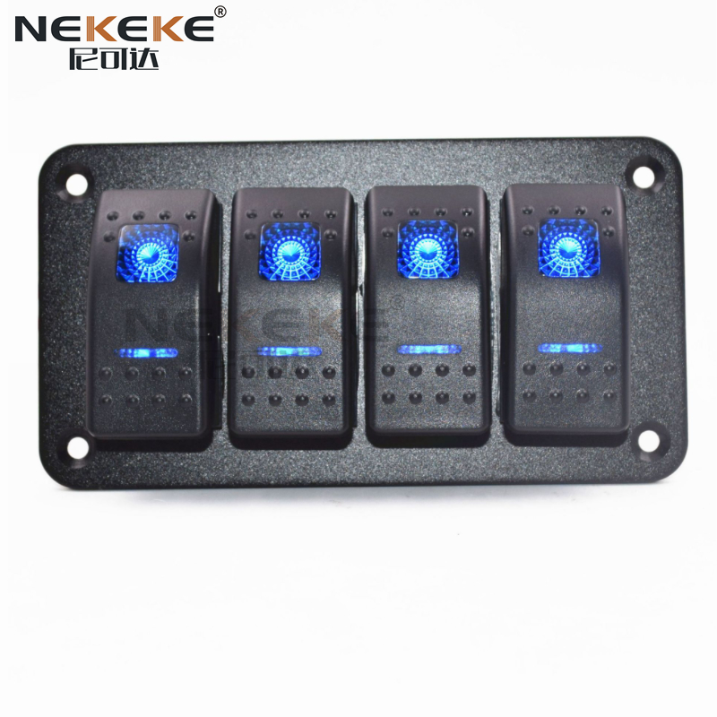 12V 24V 4 Gang Marine Switch Panel Box IP65 Waterproof Rating 5.00'' X 2.68'