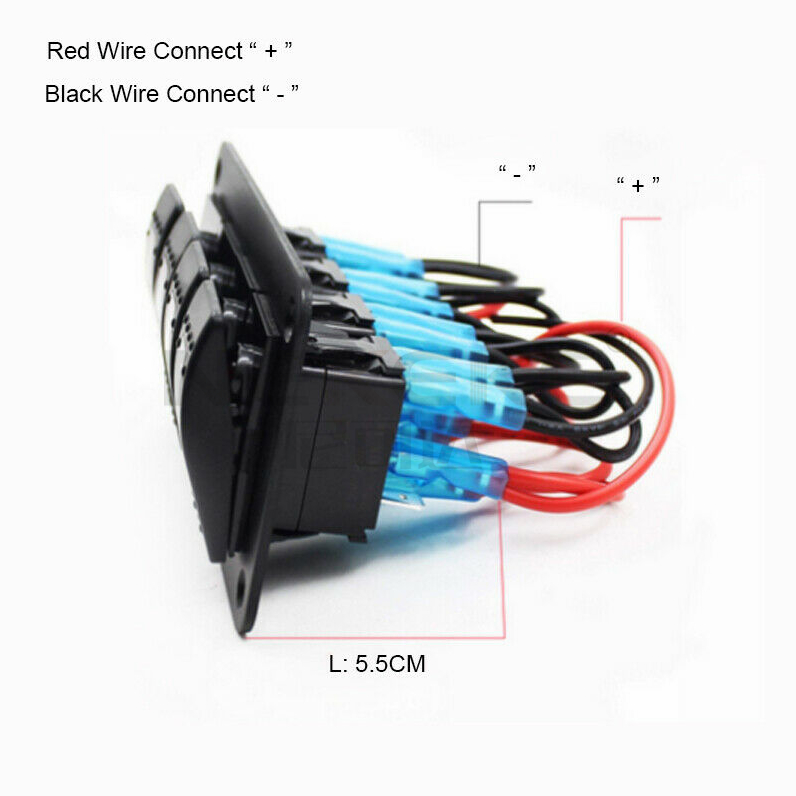 12V 24V 4 Gang Marine Switch Panel Box IP65 Waterproof Rating 5.00'' X 2.68'