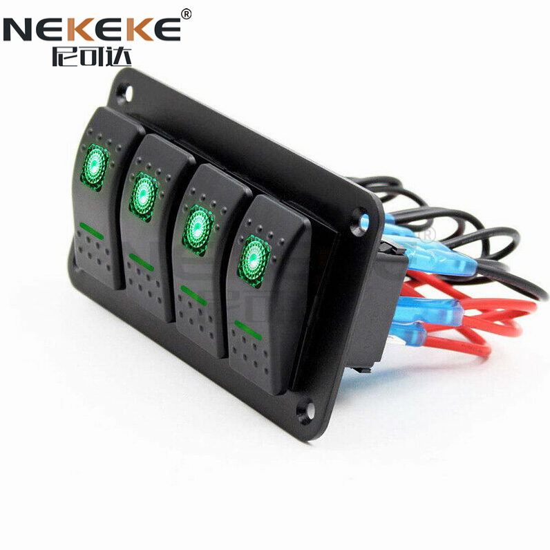 12V 24V 4 Gang Marine Switch Panel Box IP65 Waterproof Rating 5.00'' X 2.68'