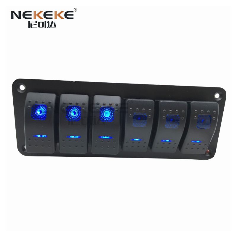 ON OFF Marine Switch Panel 12V 24V Rocker Electrical Switch Panels 6 Gang Waterproof
