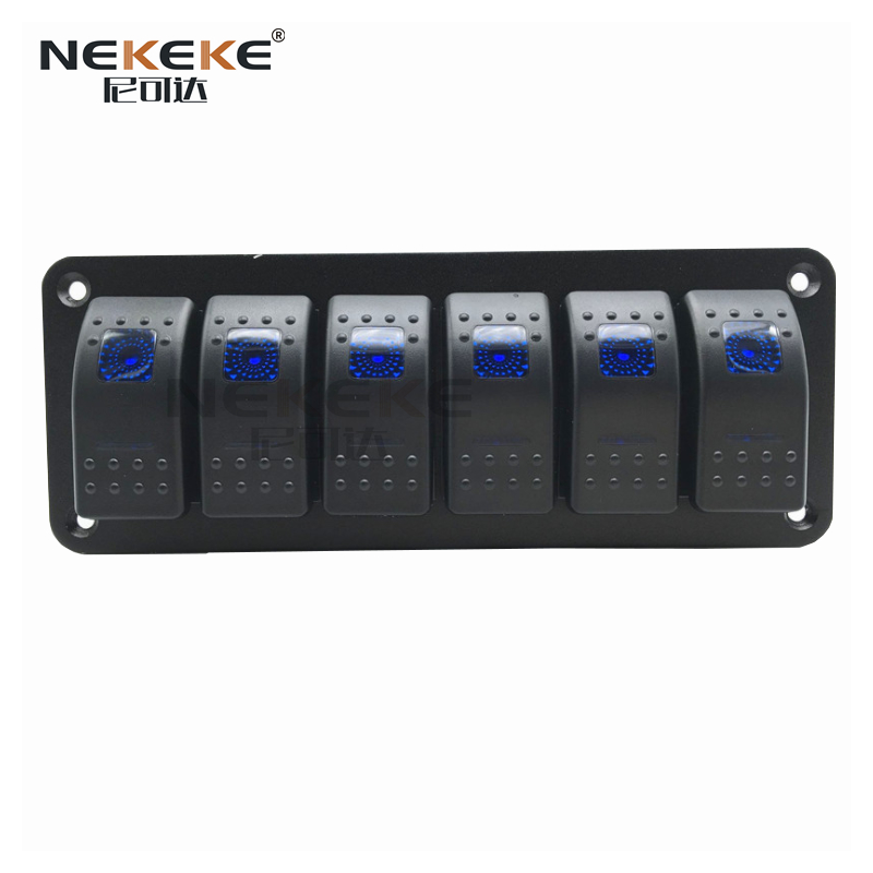 ON OFF Marine Switch Panel 12V 24V Rocker Electrical Switch Panels 6 Gang Waterproof