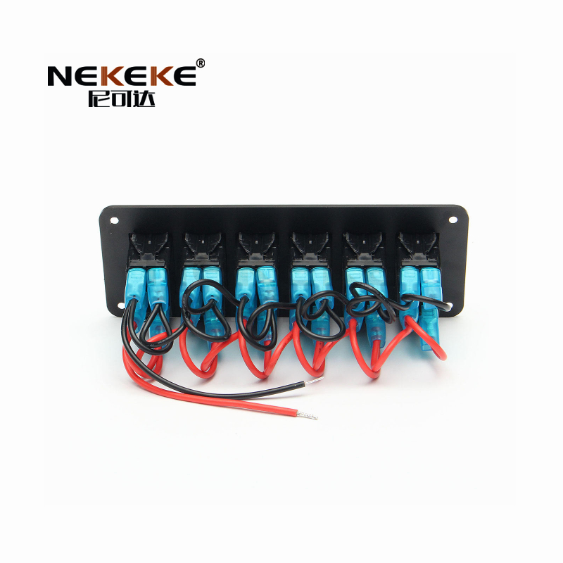 ON OFF Marine Switch Panel 12V 24V Rocker Electrical Switch Panels 6 Gang Waterproof