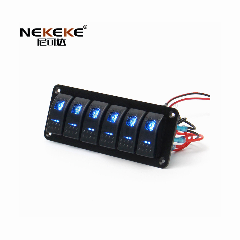 ON OFF Marine Switch Panel 12V 24V Rocker Electrical Switch Panels 6 Gang Waterproof