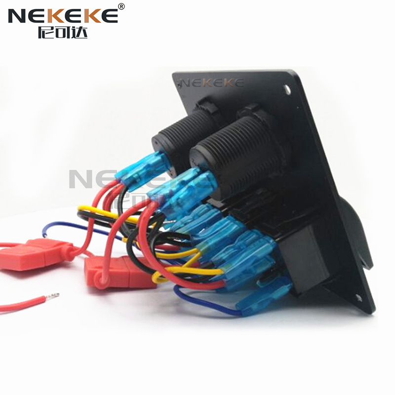 4 Gang Waterproof Rocker Switch Panel Box Dual USB Socket Mixing Panel For Boat