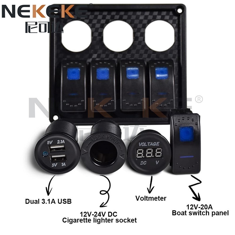 ABS Material DC 12V 5 Pin Marine Switch Panel , IP66 Rocker Switch Panel For Boat