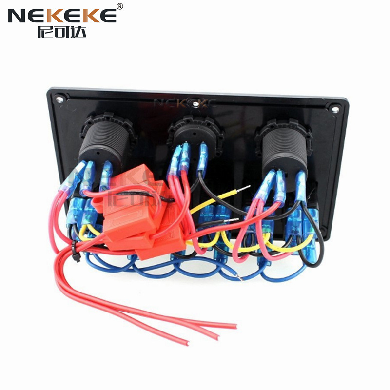 6 Gang Waterproof Rocker Switch Panel 5 Pin Marine Rocker Panel With USB Socket