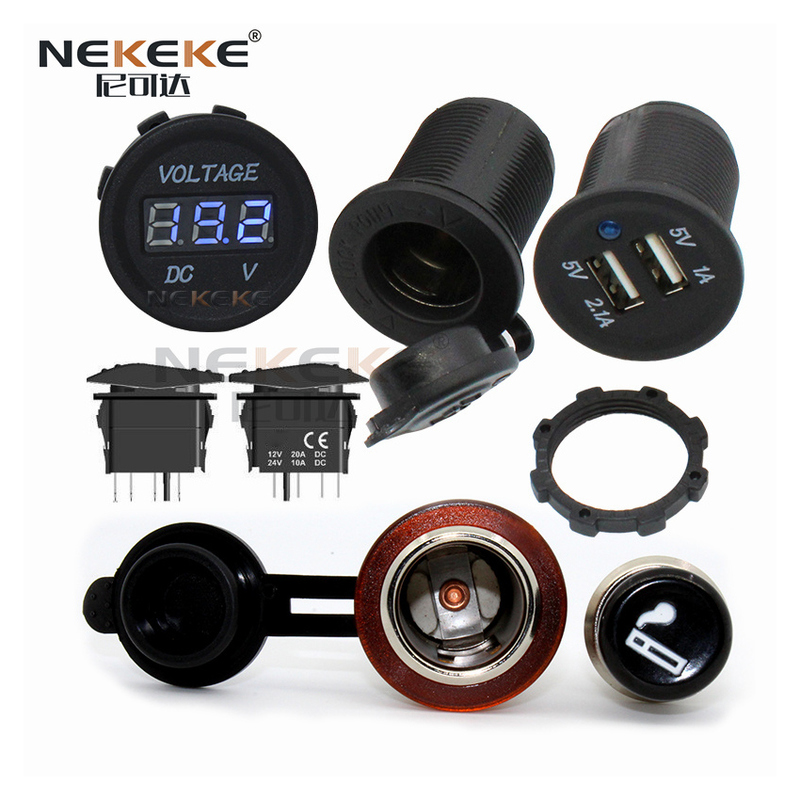 8 Gang Boat Switch Panel With Cigarette Lighter , Dual USB Socket Rocker Switch Panel