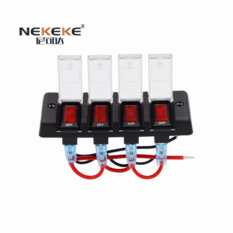 4 Gang 12V Waterproof Marine Rocker Switch Panel ON OFF Toggle Switch Panel For Boat