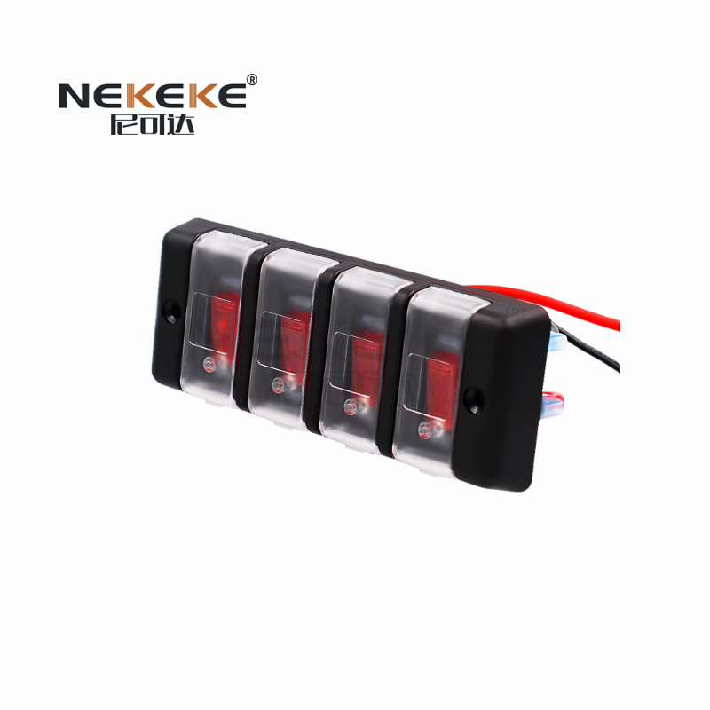 4 Gang 12V Waterproof Marine Rocker Switch Panel ON OFF Toggle Switch Panel For Boat