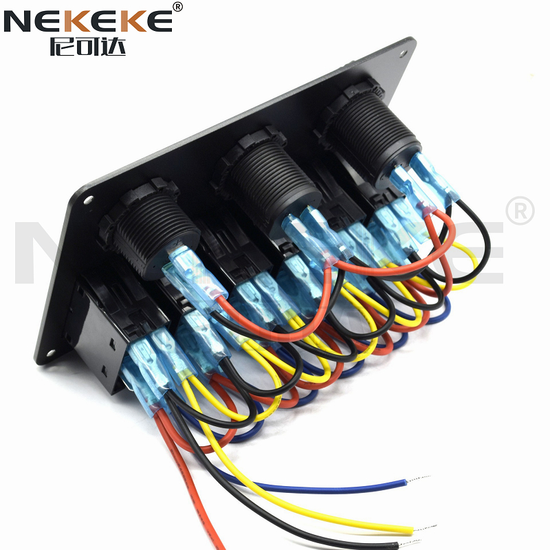 IP65 Rating 12V 24V Marine Switch Panel With Dual USB Car Charger And Color Voltmeter