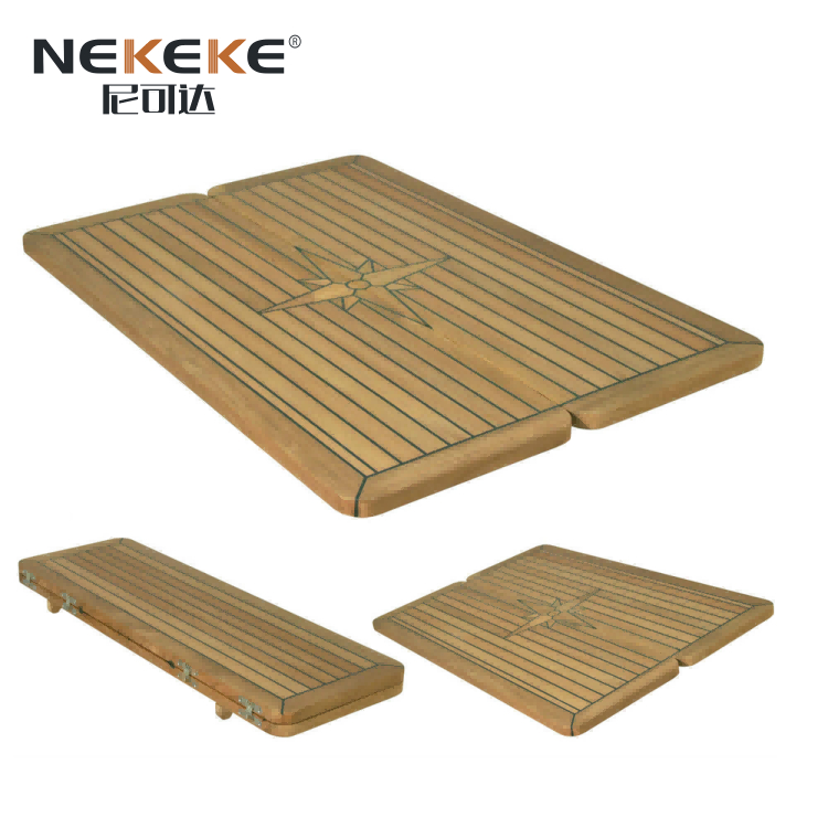 Folding Teak Table Top For RV Camping , Square Handcrafted Teak Table Without Pedestal