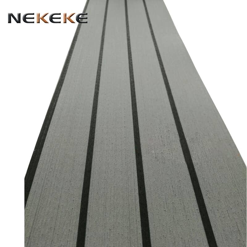 UV Resistant PVC Artificial Teak Decking 5mm Anti Slip Synthetic Marine Teak Flooring