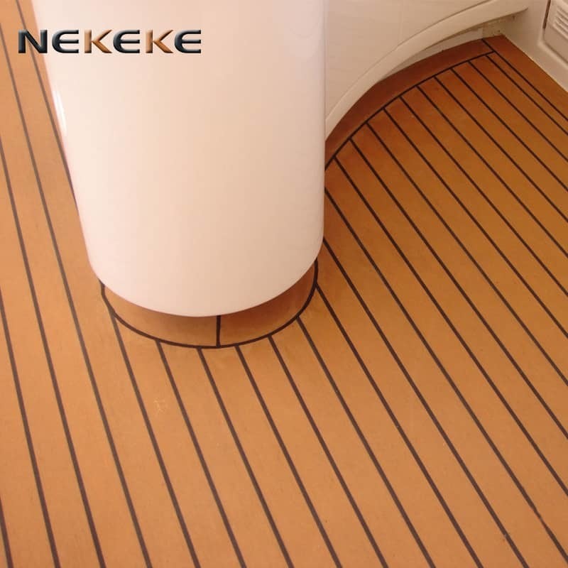 Marine Non Slip PVC Plastic Floor Decking Roll Teak Color Boat Deck Flooring