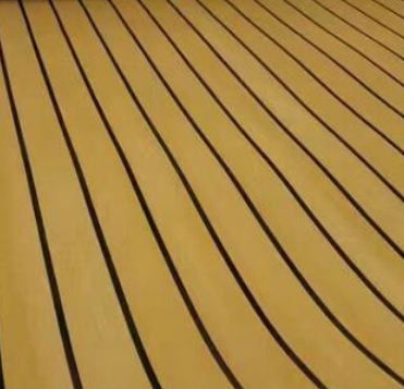 Golden Black Striped EVA Boat Deck Matts , Straight Groove Non Slip Mats For Boats