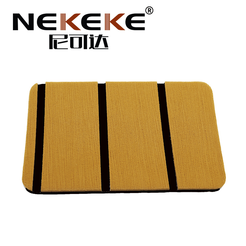 Golden Black Striped EVA Boat Deck Matts , Straight Groove Non Slip Mats For Boats