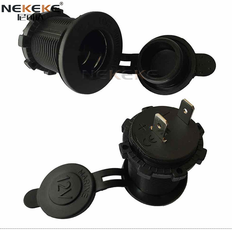 12V DC Marine Power Socket with Flame Retardant Nylon and Copper Material for SPST Polarity Applications