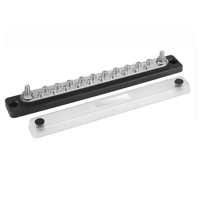 20-Way Screw Fixed Marine Bus Bar with 600A Capacity Nickel-plated Copper Power Distribution Terminal Block