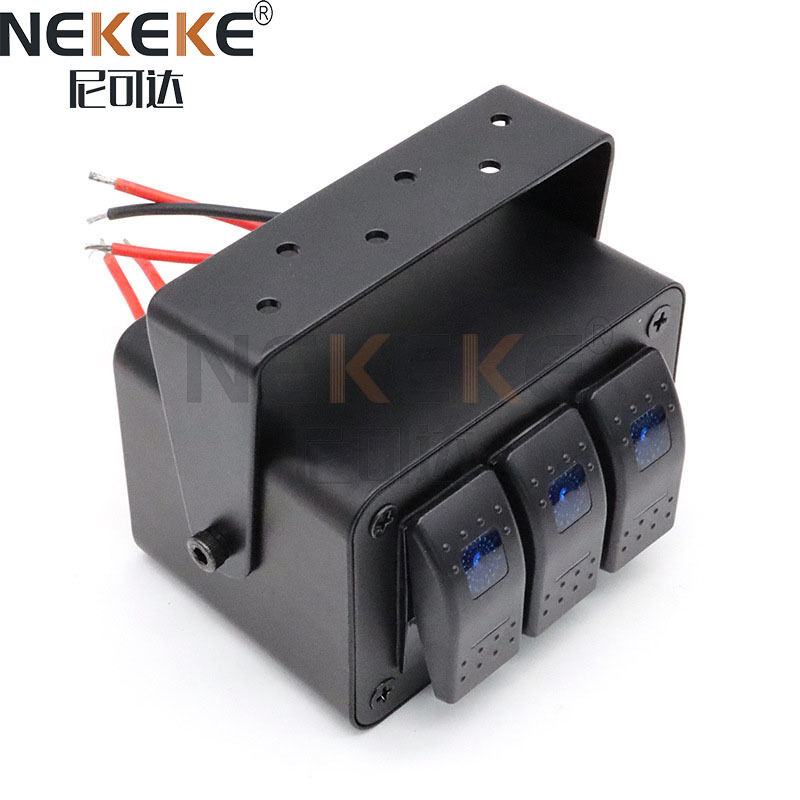12V Waterproof IP65 Aluminum Marine Switch Panel with SPST On-Off Rocker Switch Box