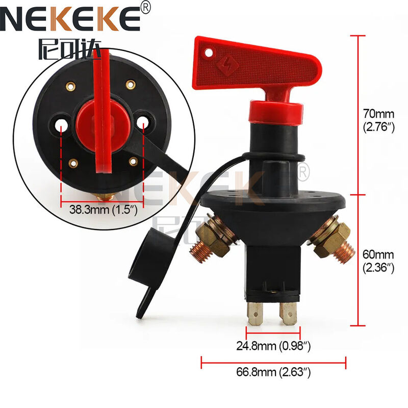 200A Continuous Rating 12V-24V DC Voltage ABS and Copper Material Isolator Switch Battery Disconnect Switch for RV Marine Truck