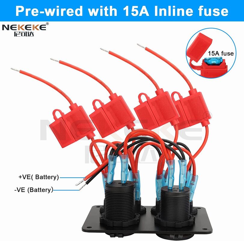 IP65 Waterproof Aluminum Marine Switch Panel with QC3.0+USB-C Port for Boats and Trucks