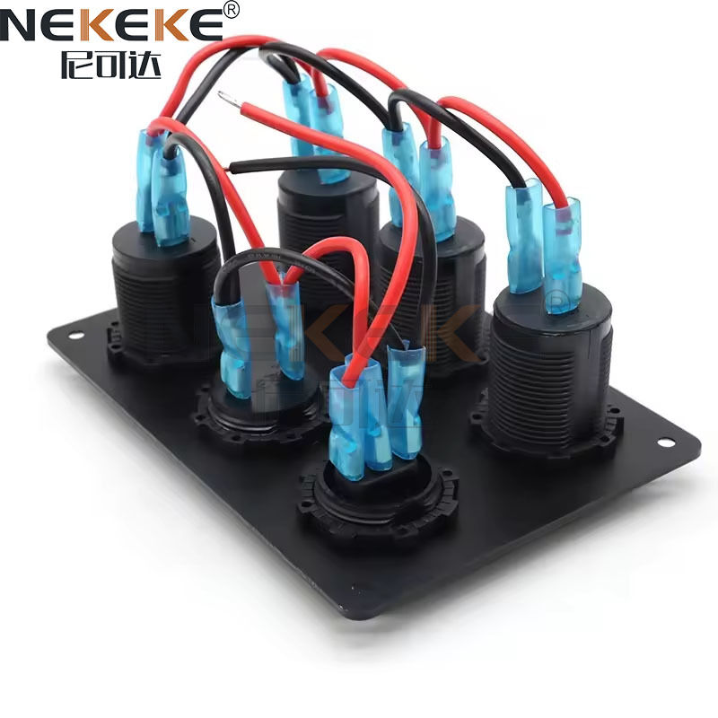 IP65 Waterproof Marine Switch Panel with Dual 2.1A USB Ports and LED Digital Voltmeter