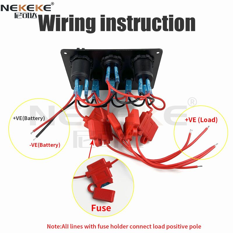 5 Gang Marine Switch Panel IP65 Waterproof with 20A DC Overload Protection and Aluminum Construction