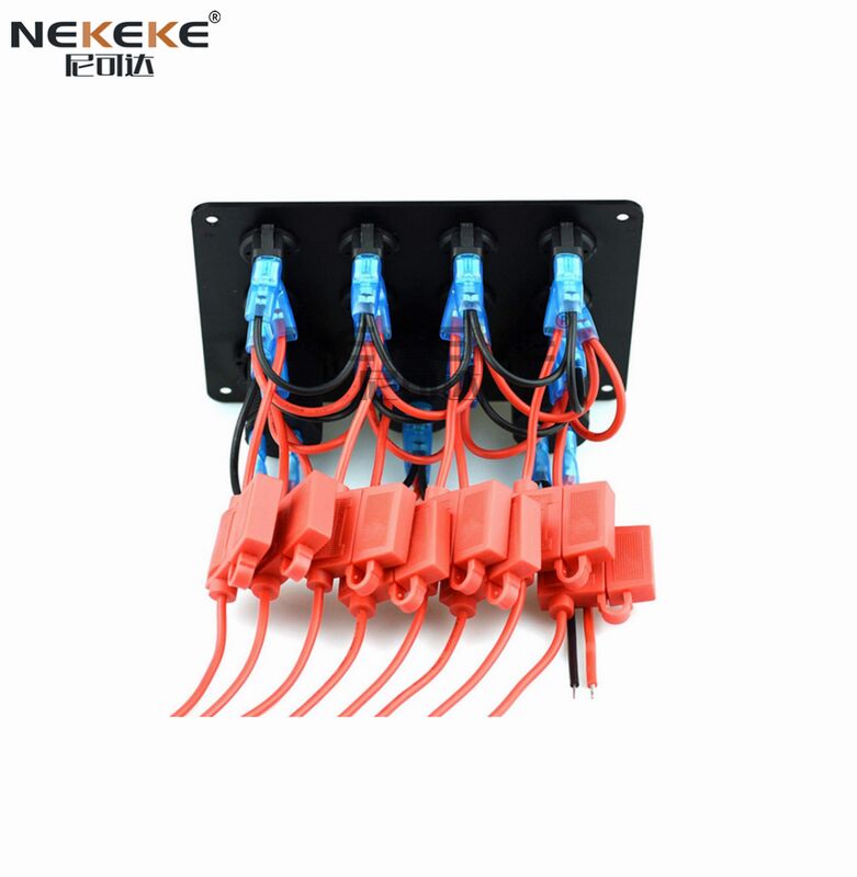 Marine Switch Panel 8 Gang IP65 Waterproof with Dual USB Charger and Voltmeter Aluminum Construction