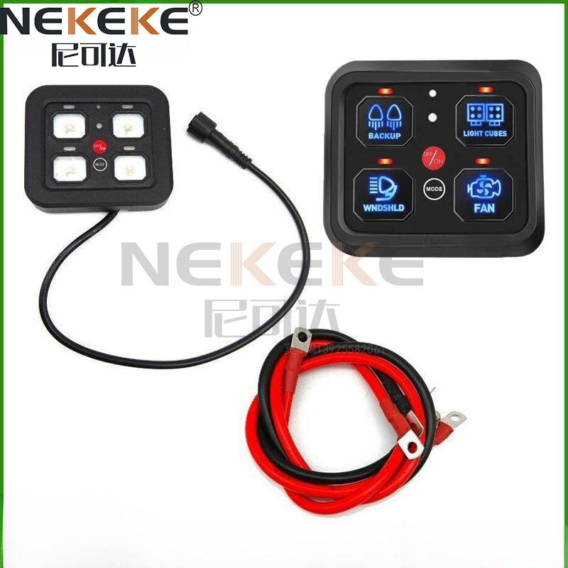 IP65 Waterproof 4 Gang ON-OFF Marine Switch Panel with LED Light for Boat Control Box