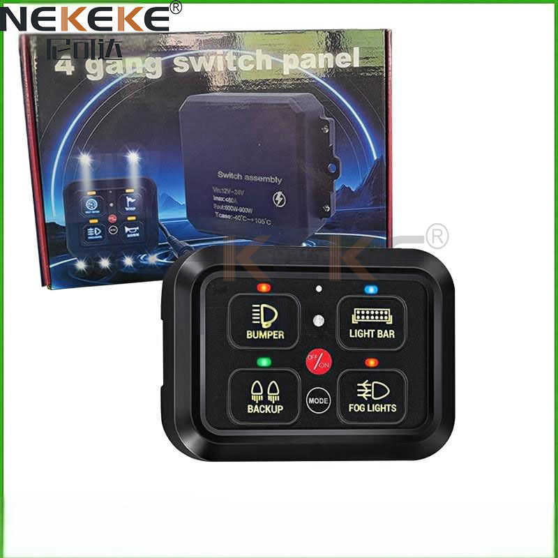 IP65 Waterproof 4 Gang ON-OFF Marine Switch Panel with LED Light for Boat Control Box