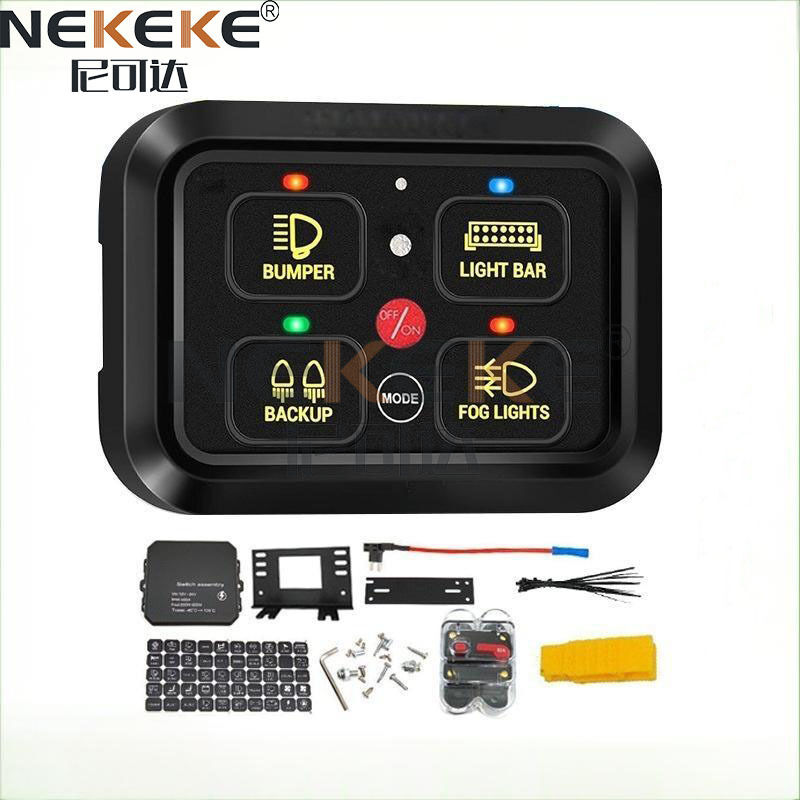 IP65 Waterproof 4 Gang ON-OFF Marine Switch Panel with LED Light for Boat Control Box