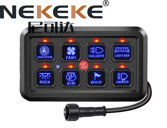 IP65 Waterproof 8 Gang Marine Switch Panel with 12-24V DC and 1200W Max Output for Circuit Control