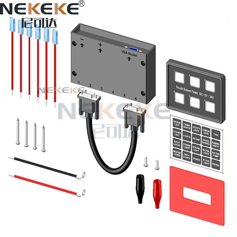 IP66 Waterproof 6 Gang Touch Screen Marine Switch Panel with 12V-24V Voltage for Boats and Yachts