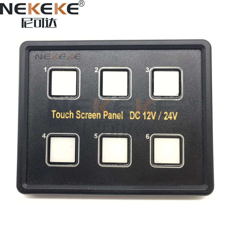 IP66 Waterproof 6 Gang Touch Screen Marine Switch Panel with 12V-24V Voltage for Boats and Yachts
