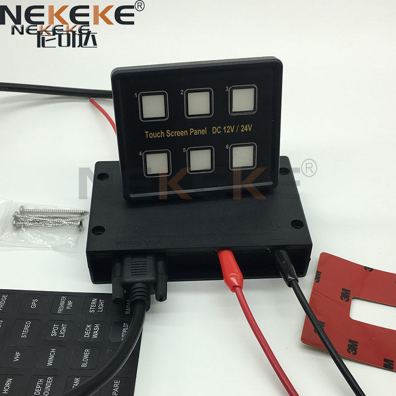 IP66 Waterproof 6 Gang Touch Screen Marine Switch Panel with 12V-24V Voltage for Boats and Yachts
