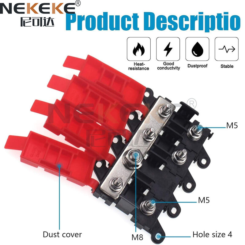 200A 3-Way Marine Fuse Box Copper Alloy Fuse Holder for Power Distribution